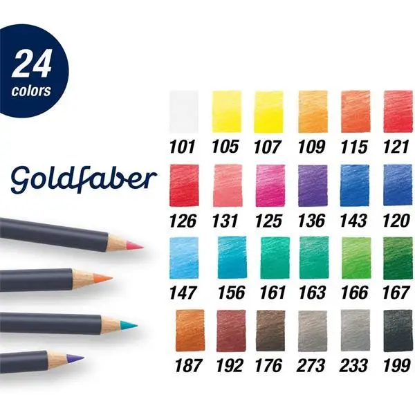 Карандаши 24 цв. Goldfaber Colour pencil в металлической коробке, 114724 Faber-Castell 3