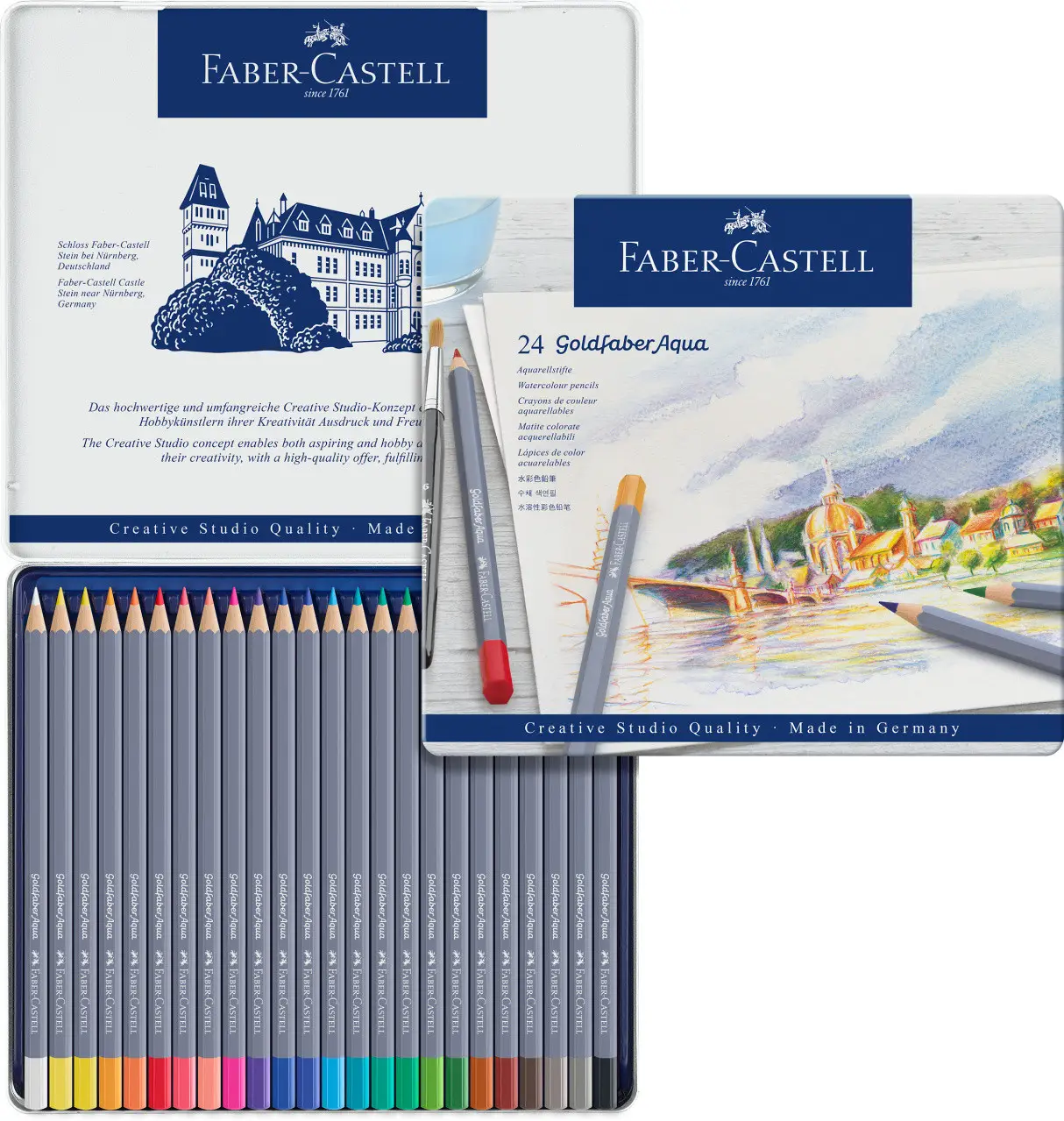 Карандаши 24 цв. акварельные Goldfaber Aqua в металлической коробке, 114624 Faber-Castell 1