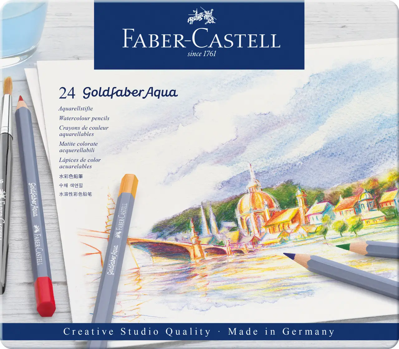 Карандаши 24 цв. акварельные Goldfaber Aqua в металлической коробке, 114624 Faber-Castell