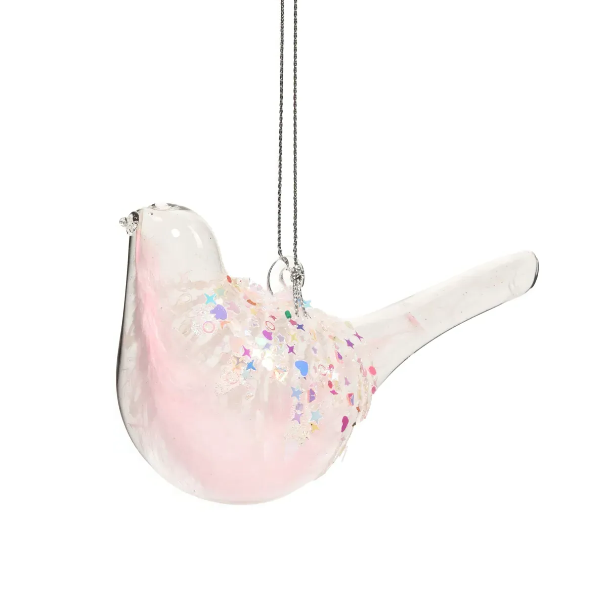 Елочное украшение "Стеклянная птичка с блестками" 12,3*4,8*6,5 см, YQ1458476