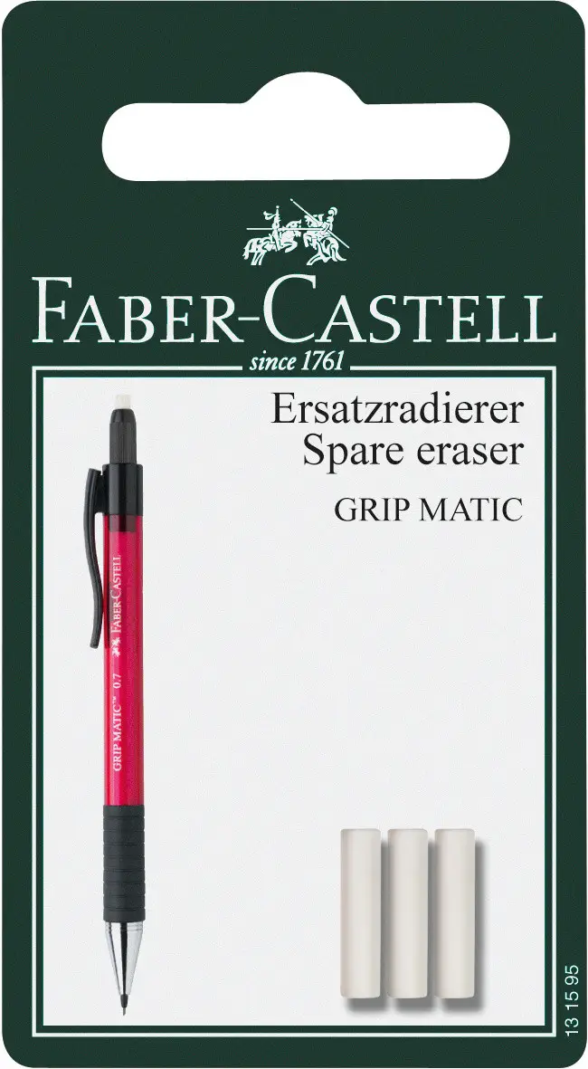 Гумка змінна до механічного олівця Grip Matic, 3шт, 131595, Faber-Castell 2