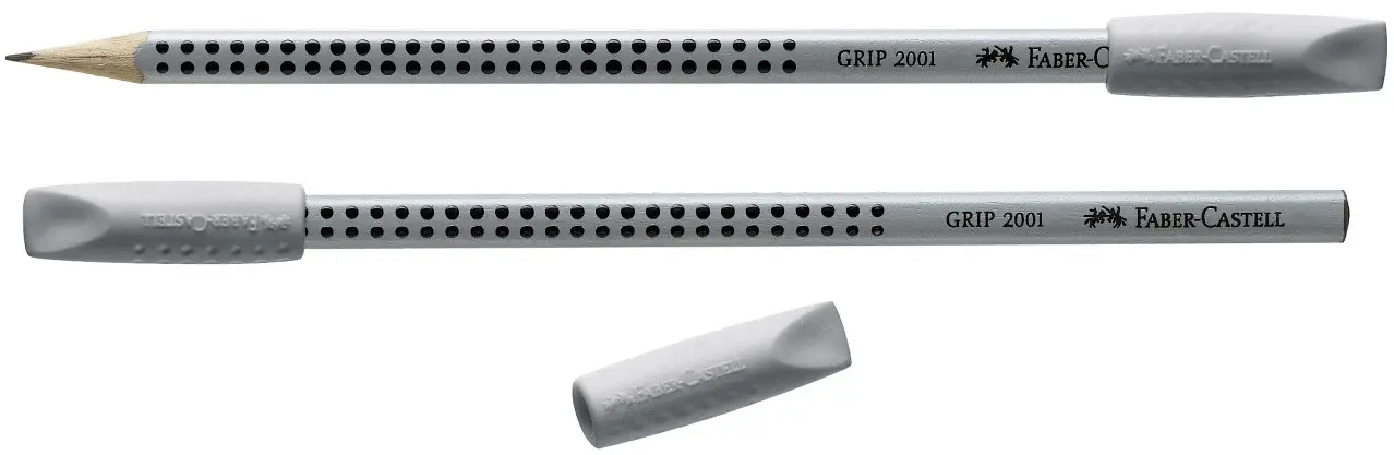 Ластик - колпачок 2 шт., GRIP2001, серая, Faber-Castell 187000 3