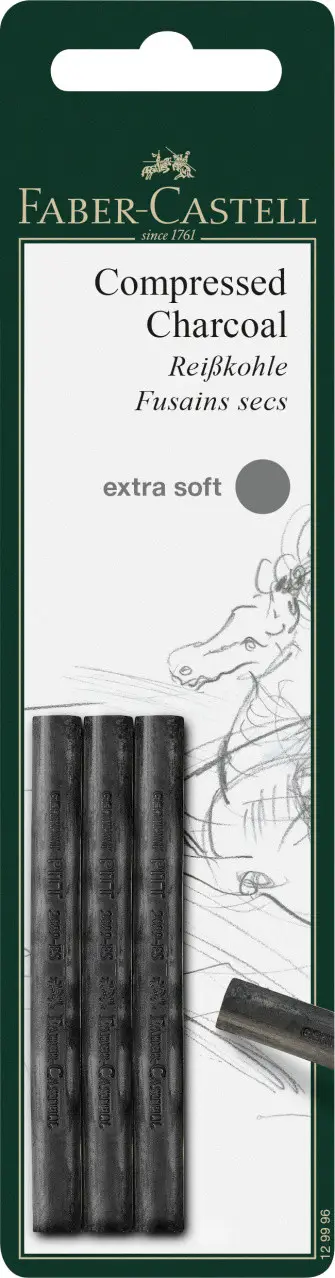 Уголь прессованный EXTRA SOFT 3 шт., 129996, Faber-Castell