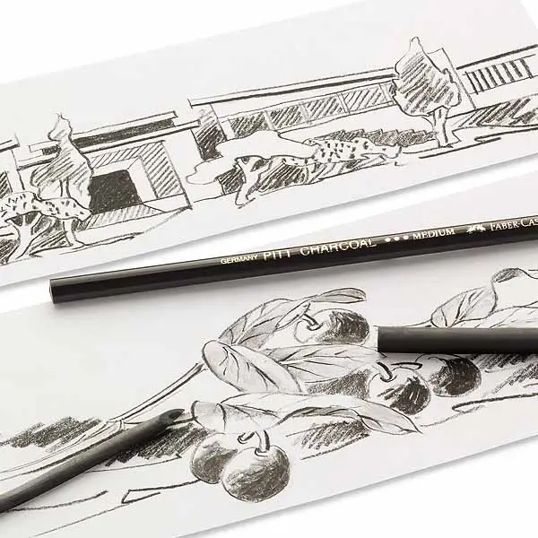 Набор угольных карандашей Pitt Charcoal, цвет черный безмасляный, 3 жесткости,117498 Faber-Castell 2