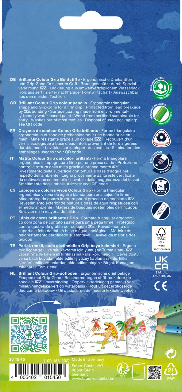 Карандаши 10 цв. Grip + 3 карандаша металлик 201545, Faber-Castell 1