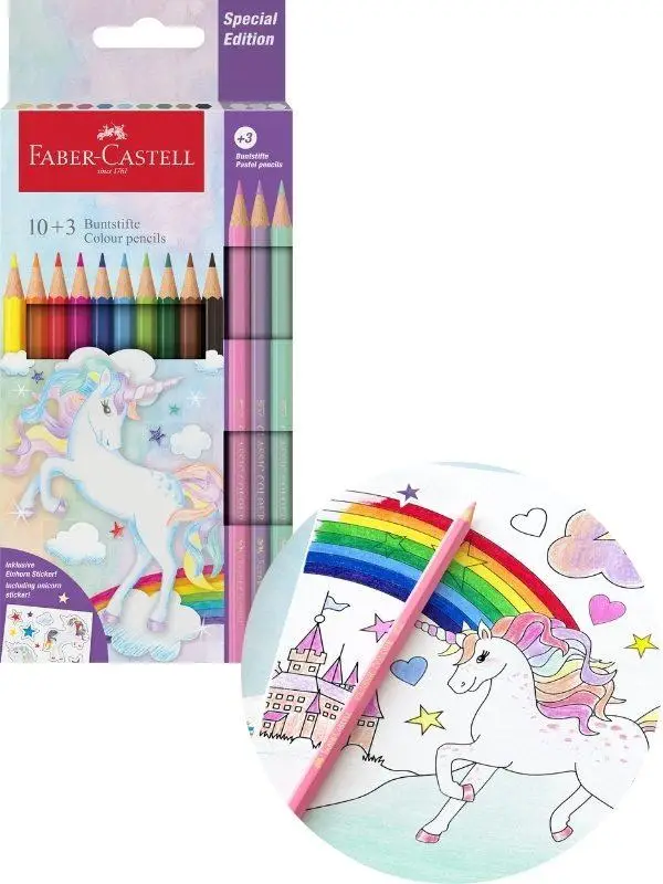 Карандаши 10 цв. Unicorn + 3 пастельных цвета 111219, Faber-Castell 2