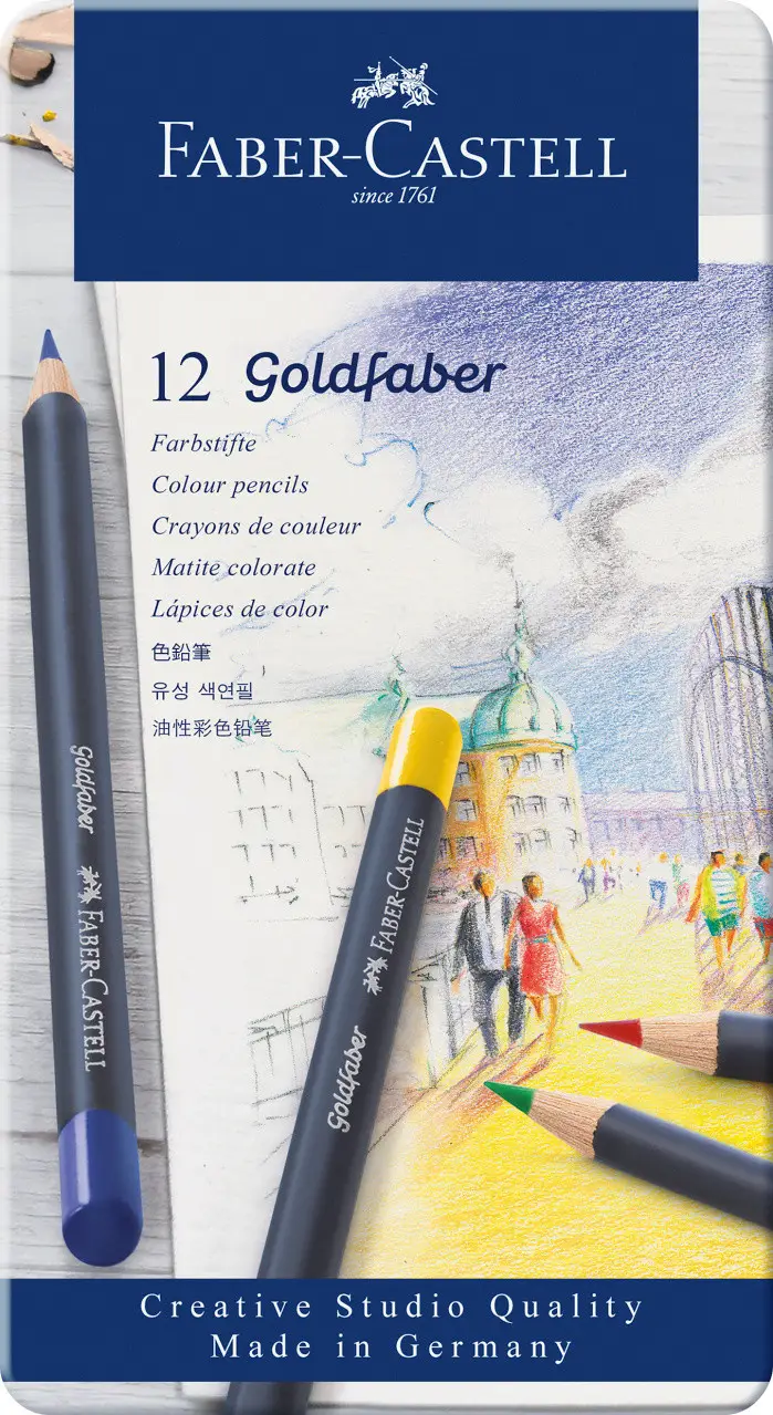 Карандаши 12 цв. Goldfaber Colour pencil в металлической коробке, 114712 Faber-Castell