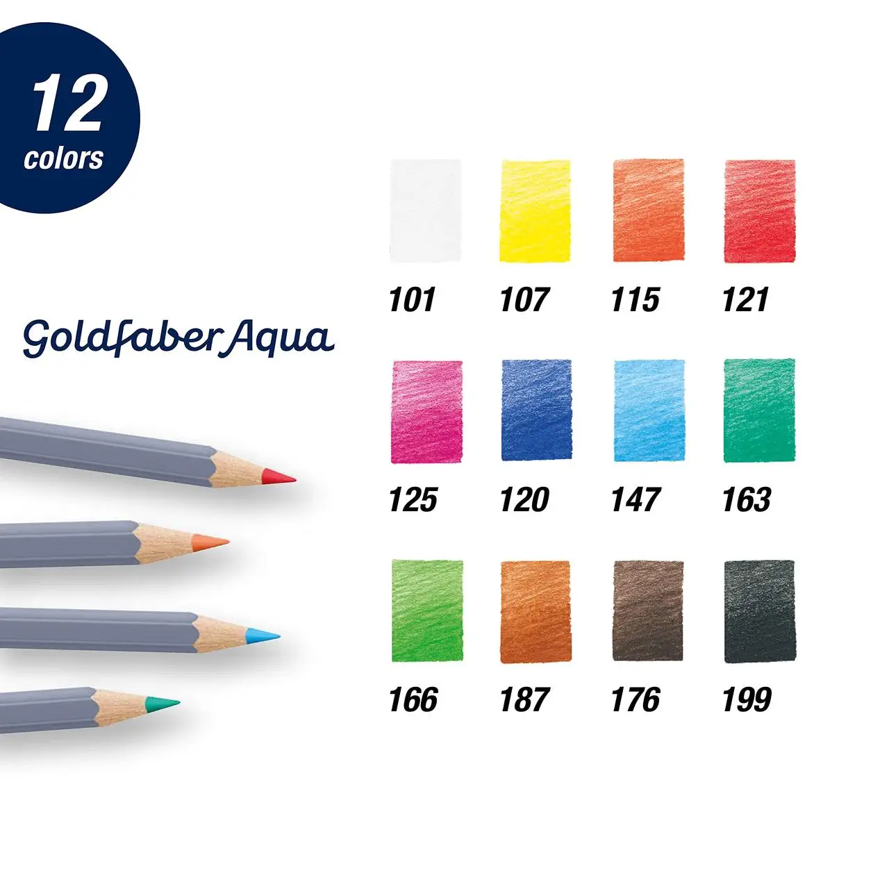Карандаши 12 цв. акварельные Goldfaber Aqua в металлической коробке, 114612 Faber-Castell 3