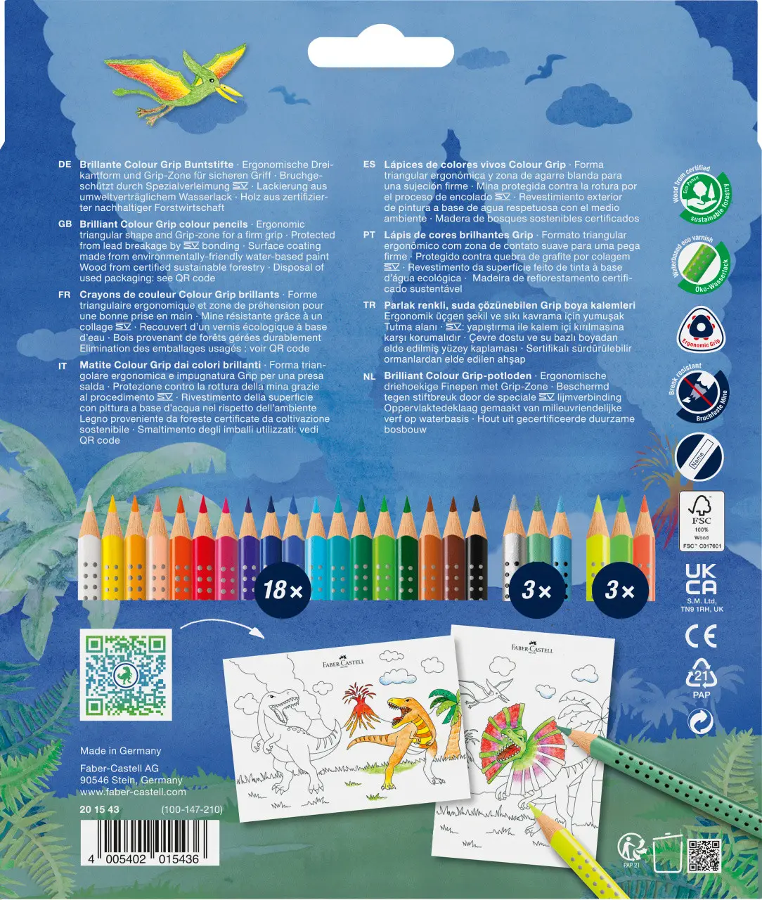 Карандаши 18 цв. Grip + 3 металлика и 3 неоновых карандаша 201546, Faber-Castell 9