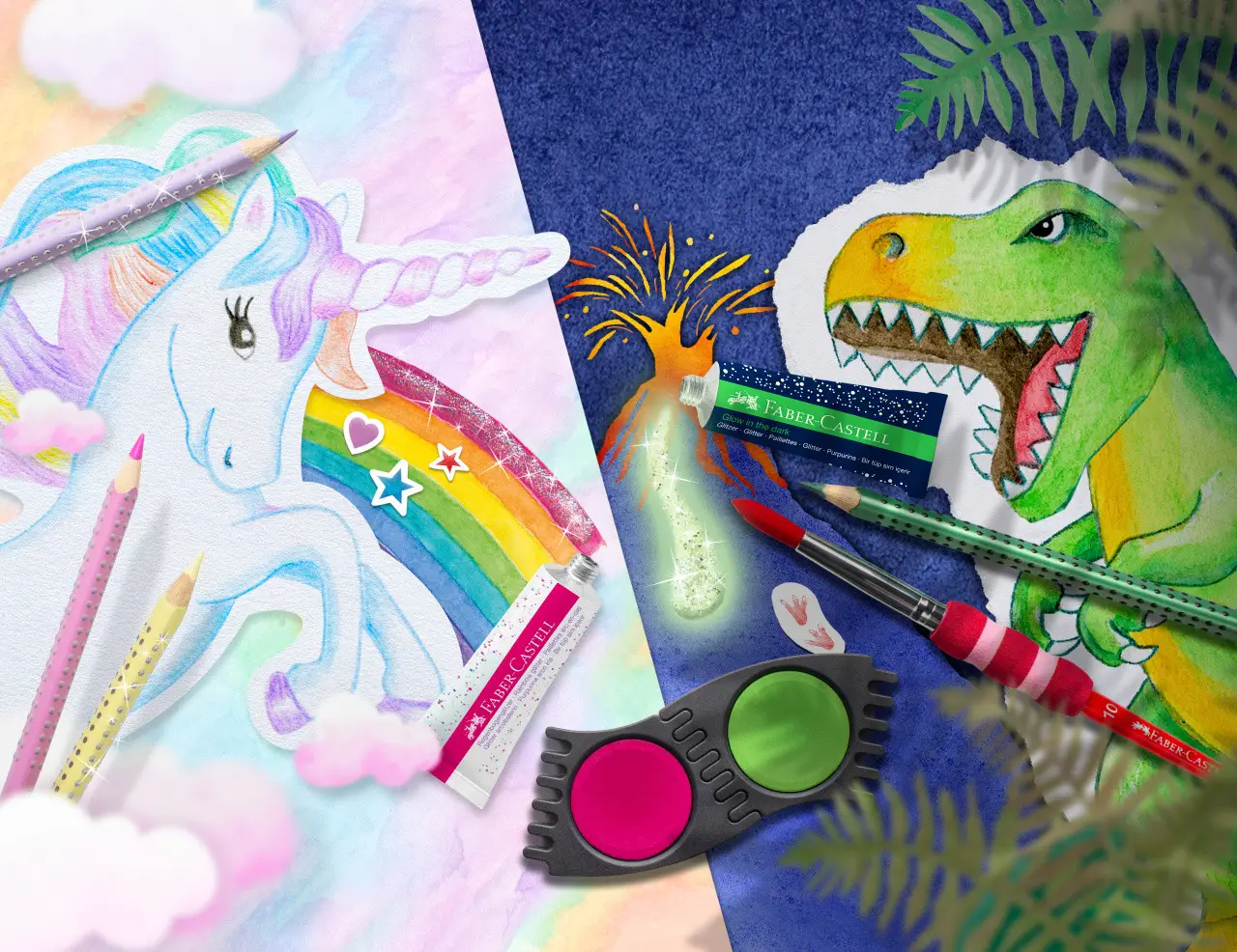 Фарба з блискітками для декору, Rainbow glitter tube, 2 туба по 12 мл, 125089, Faber-Castell 5