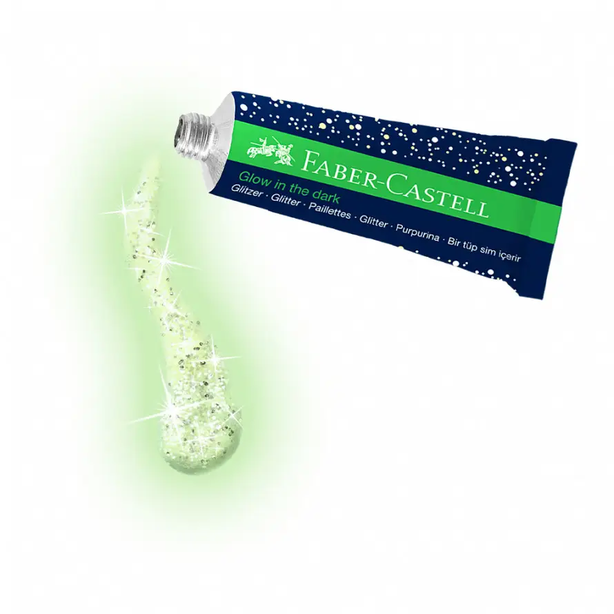 Фарба яка світиться у темряві, Glow in the dark glitter, 2 туба по 12 мл, 125092, Faber-Castell 1