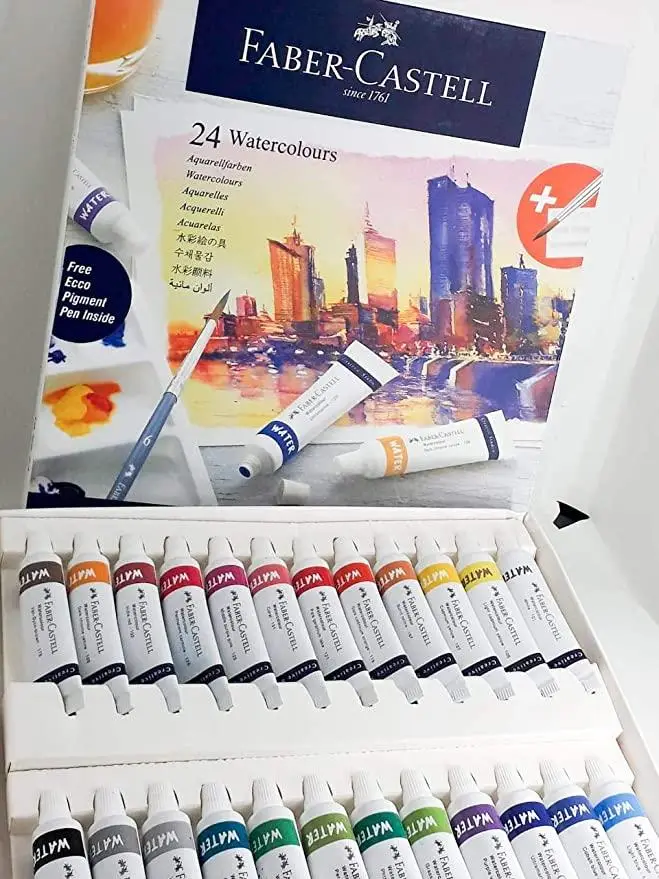 Фарби акварельні 24 кол. Watercolours, в тубах по 9 мл + палітра та пензлик, 169624 Faber-Castell 7