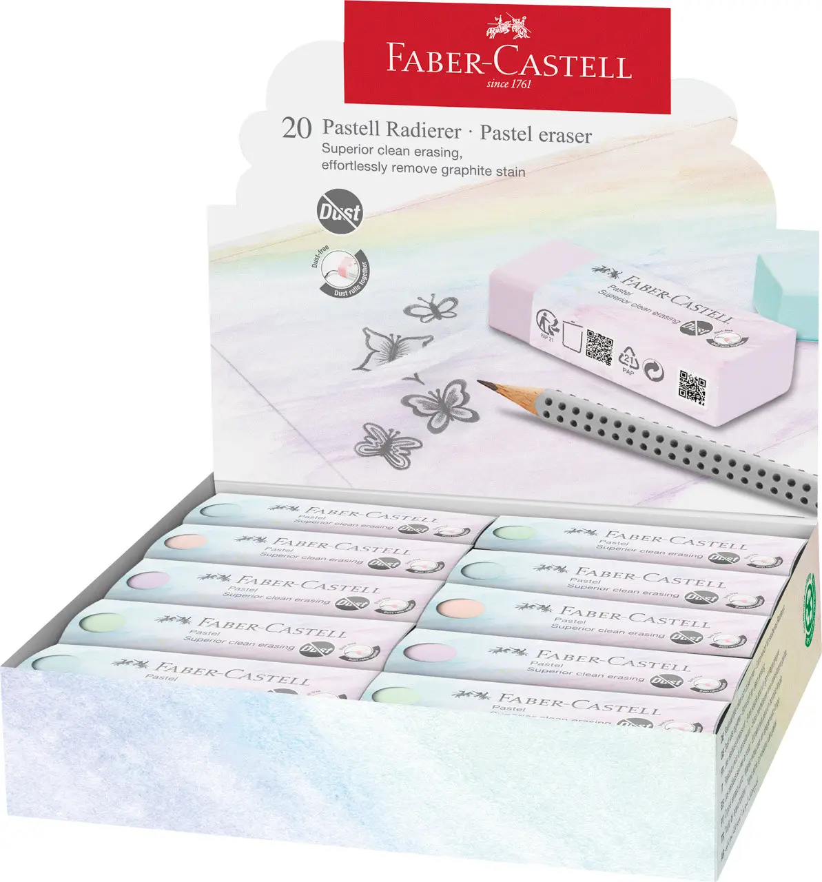 Гумка вінілова Dust-free Pastel, кольори пастельні асорті, 187392 Faber-Castell 9
