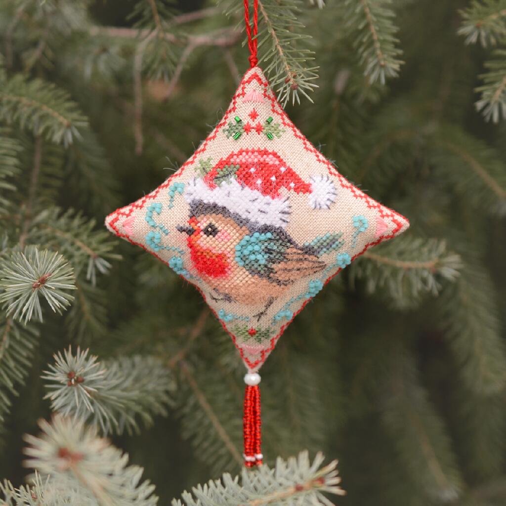 Набор для вышивания крестиком Х-406 "Подушечка. Снегирь" 8*8 см, TelaArtis