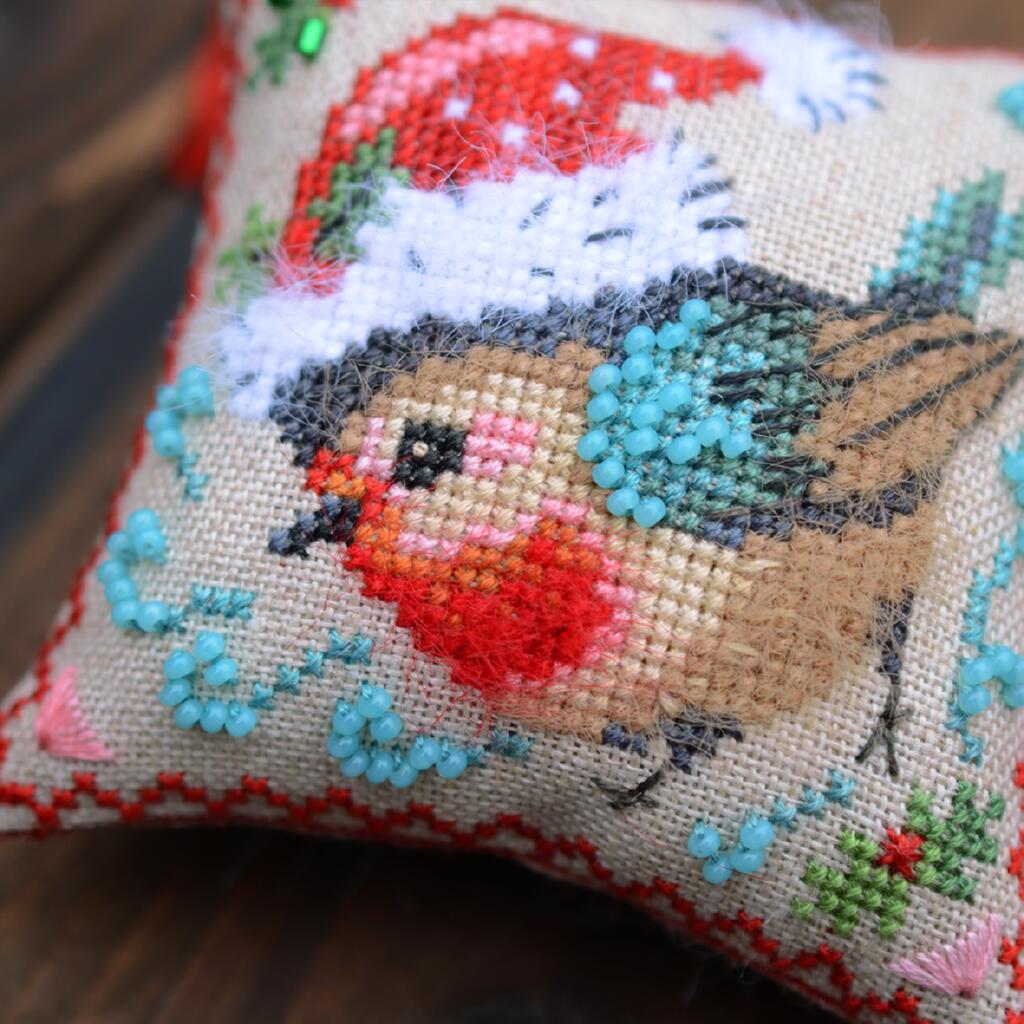 Набор для вышивания крестиком Х-406 "Подушечка. Снегирь" 8*8 см, TelaArtis 3