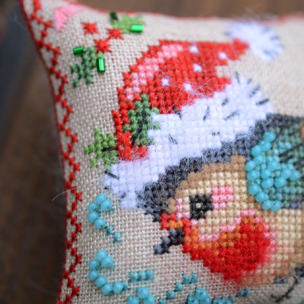 Набор для вышивания крестиком Х-406 "Подушечка. Снегирь" 8*8 см, TelaArtis 4