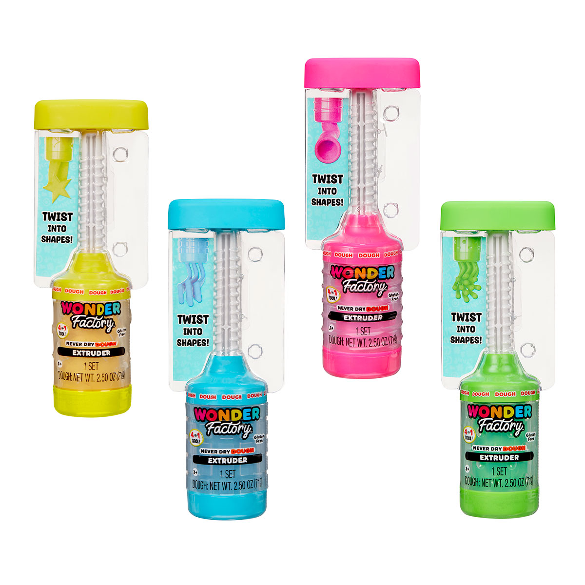 Маса для ліплення, що не засихає, WONDER FACTORY – СТВОРИ ФОРМУ, З ПРЕСОМ (в асорт., в дисп.), 595106 1