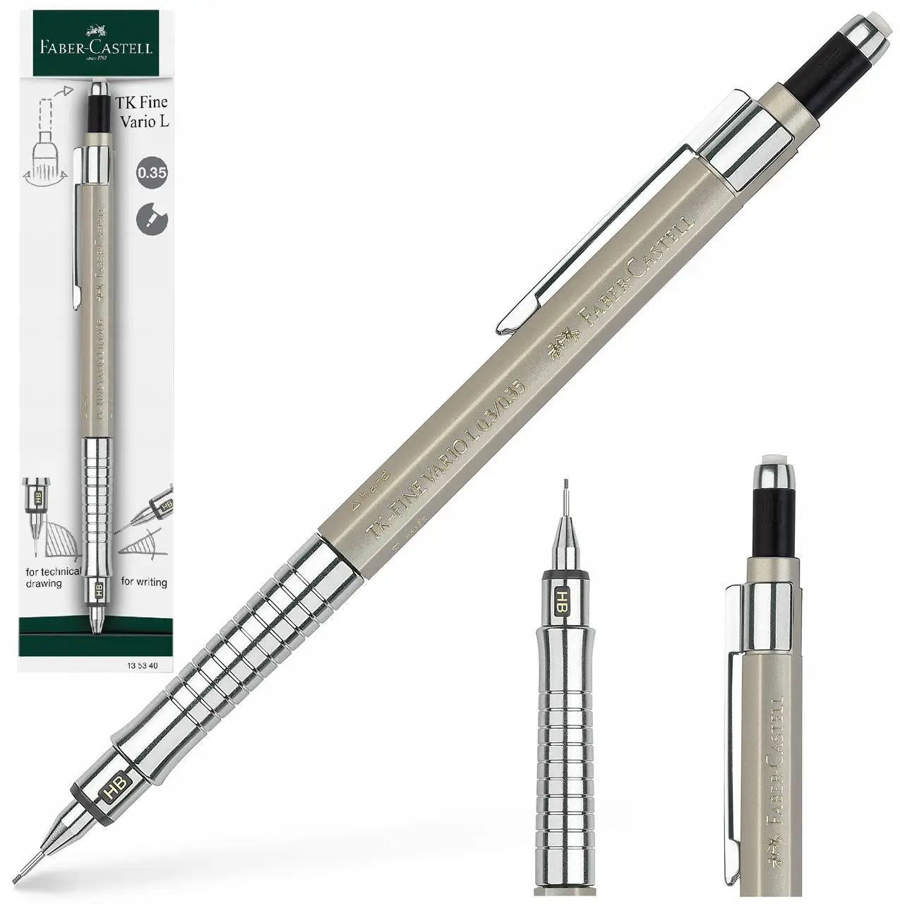 Олівець механічний 0,3 TK-FINE Vario для креслення та письма Champagne Gold, 135340 Faber-Castell 2