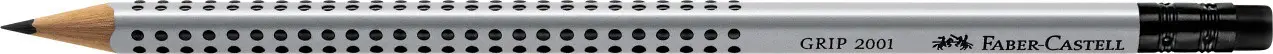 Карандаш чернографитный GRIP2001 В с резинкой, серый, 117201, Faber-Castell 1