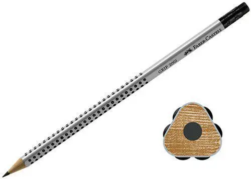 Карандаш чернографитный GRIP2001 В с резинкой, серый, 117201, Faber-Castell 2