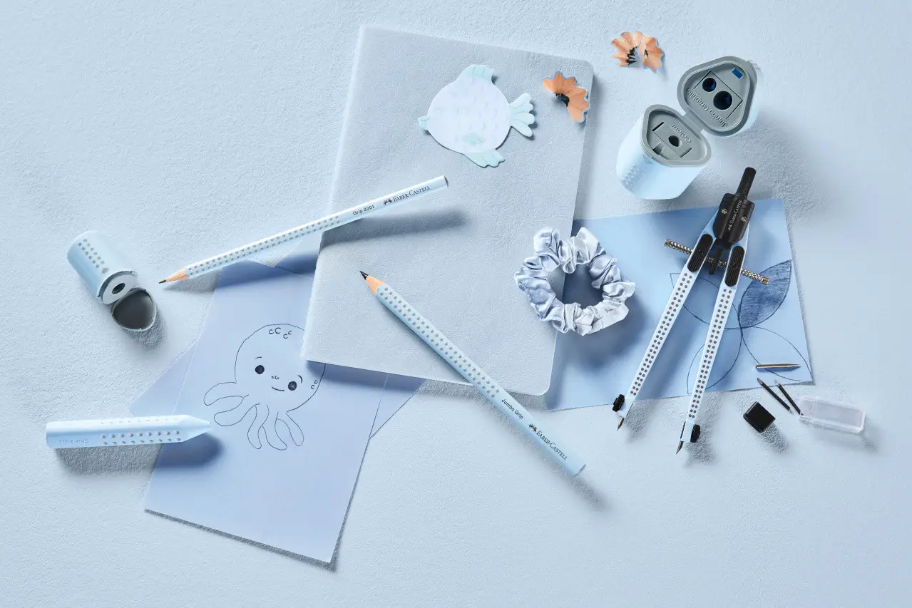 Карандаш чернографитный GRIP2001 В с резинкой SKY BLUE, 217274 Faber-Castell 4