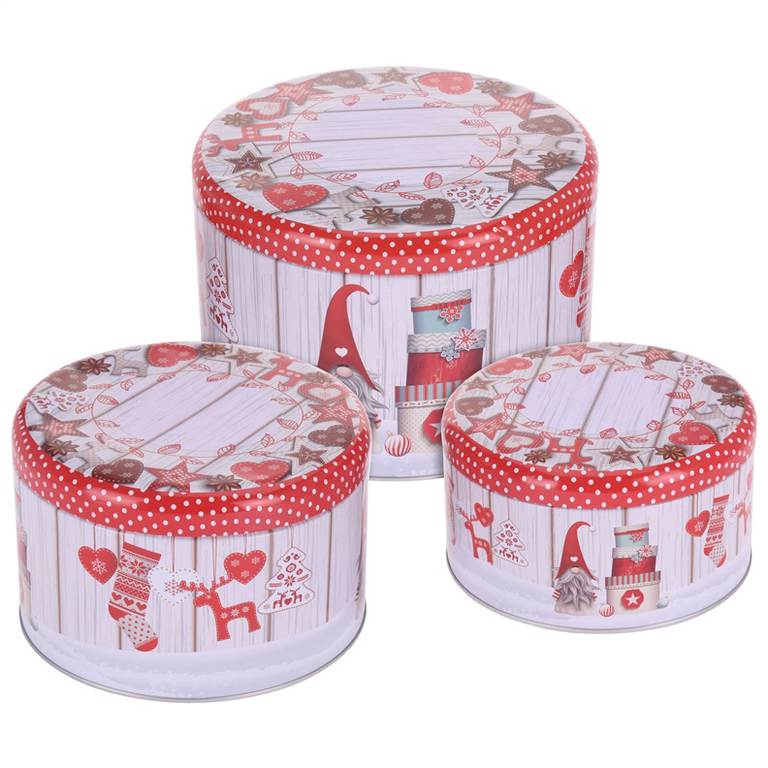 Подарункова коробка новорічна для печива кругла вел., ABW200550