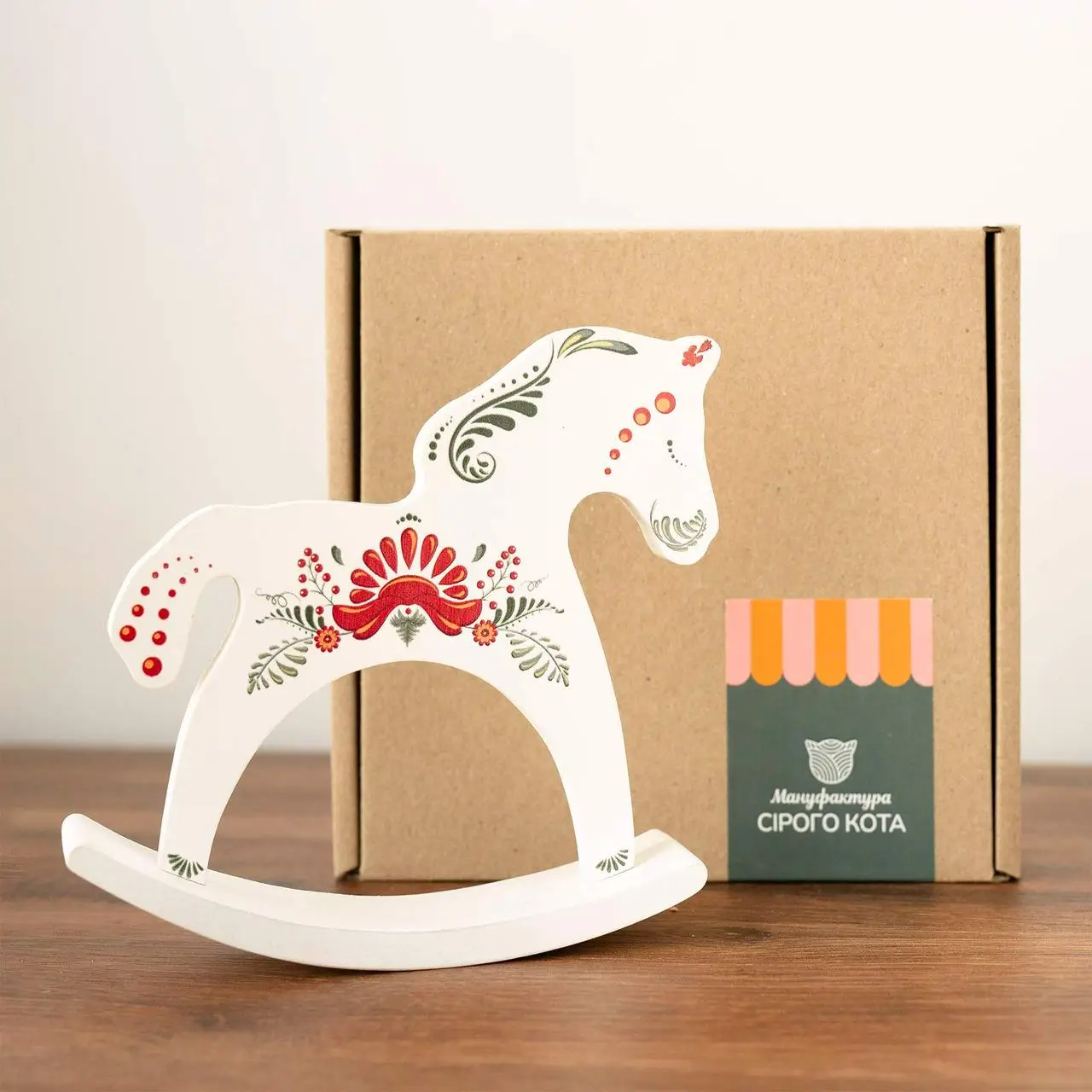 Лошадка-качалка деревянная «Петриковка» (белая) 4