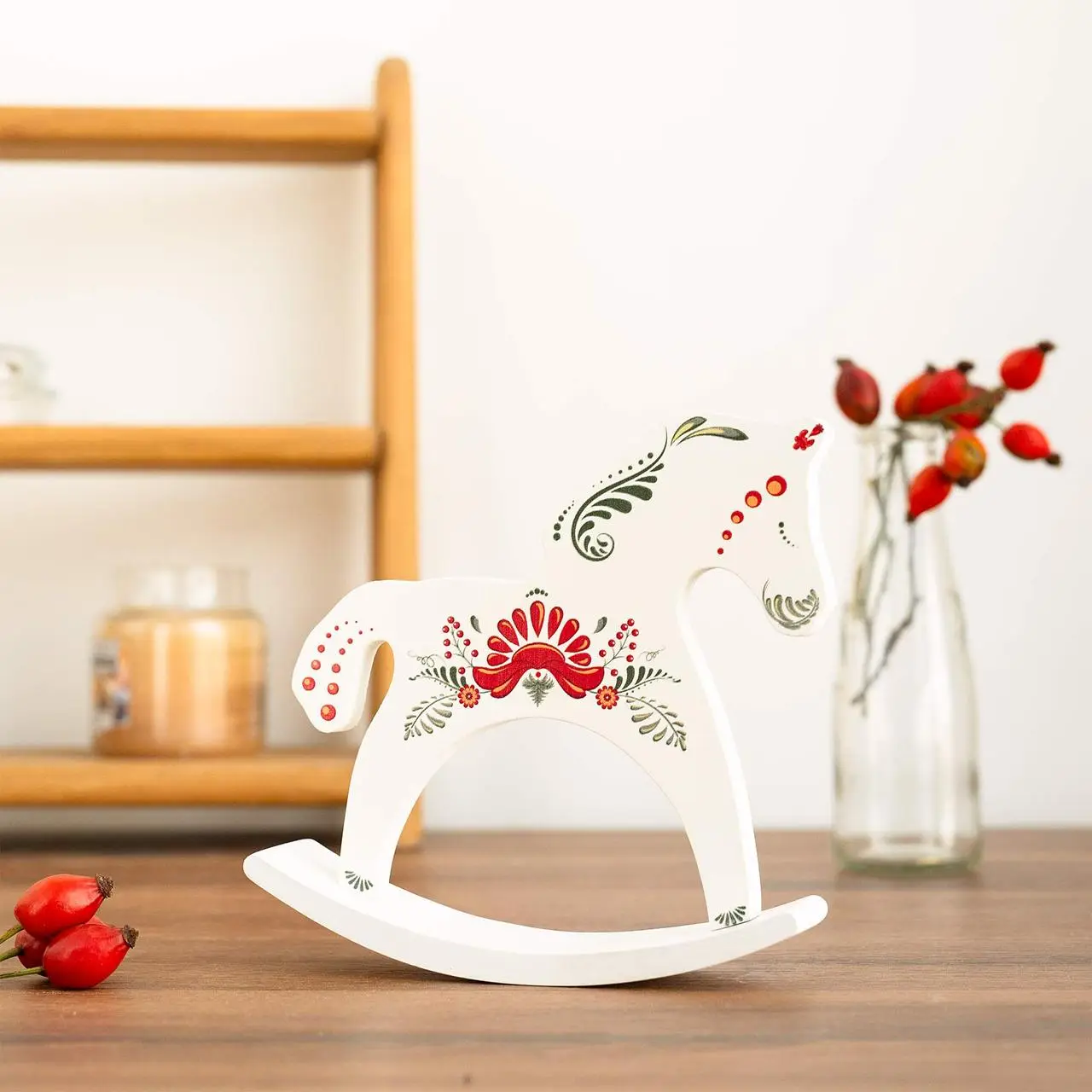 Лошадка-качалка деревянная «Петриковка» (белая) 2