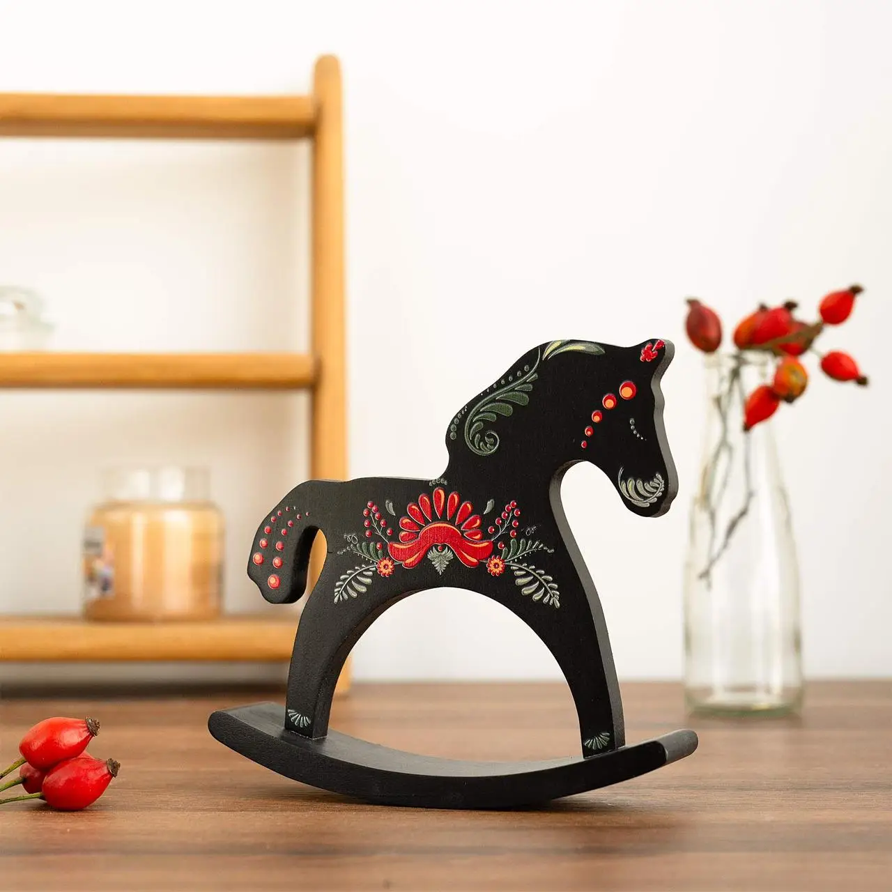 Лошадка-качалка деревянная «Петриковка» (черная) 1