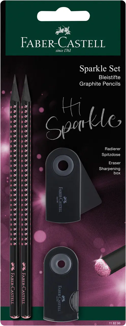Набор Sparkle Midnight rose 2 карандаша + резинка + чинка, в блистере, 118296 Faber-Castell