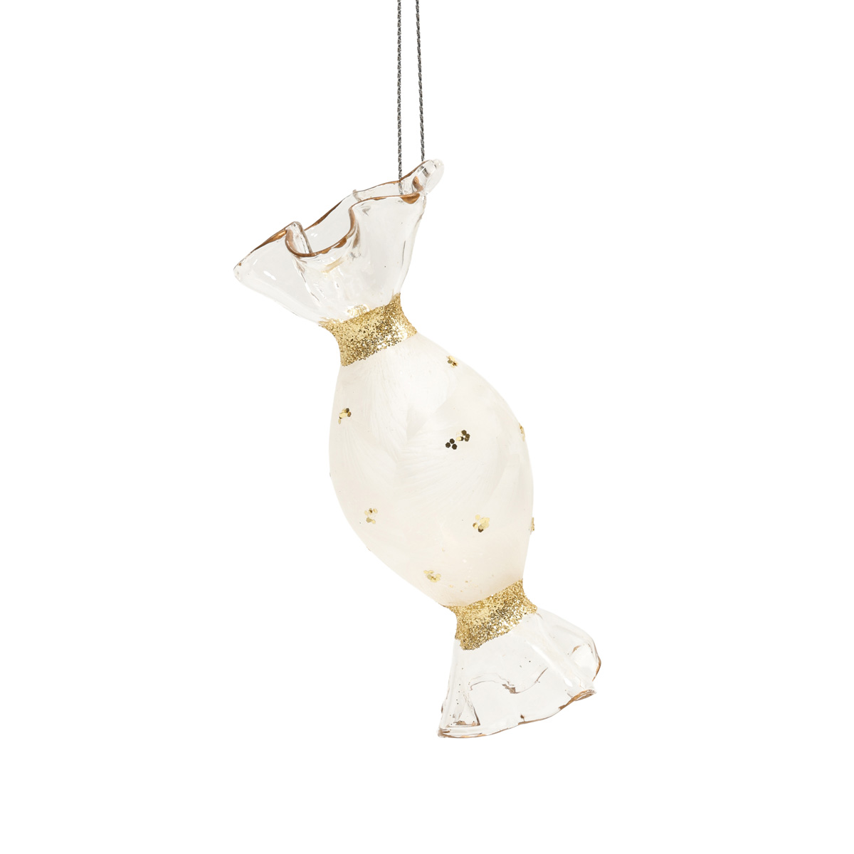 Елочное украшение "Конфетка белая с золотом" 4*10,6 см, YQ1408841