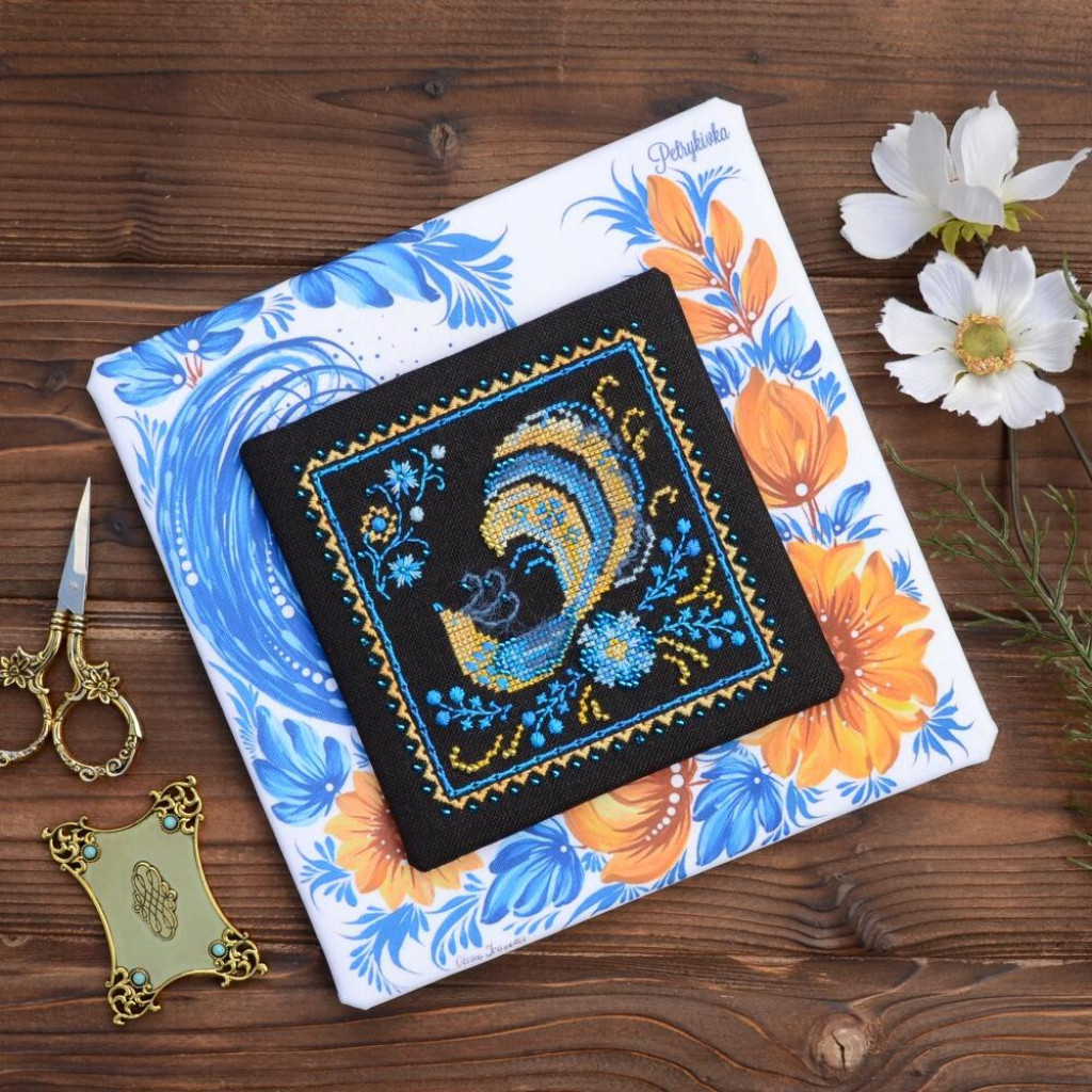 Набор для вышивания крестиком Х-052 "Петриковка. Воля (желто-голубая)" 11*11 см, TelaArtis