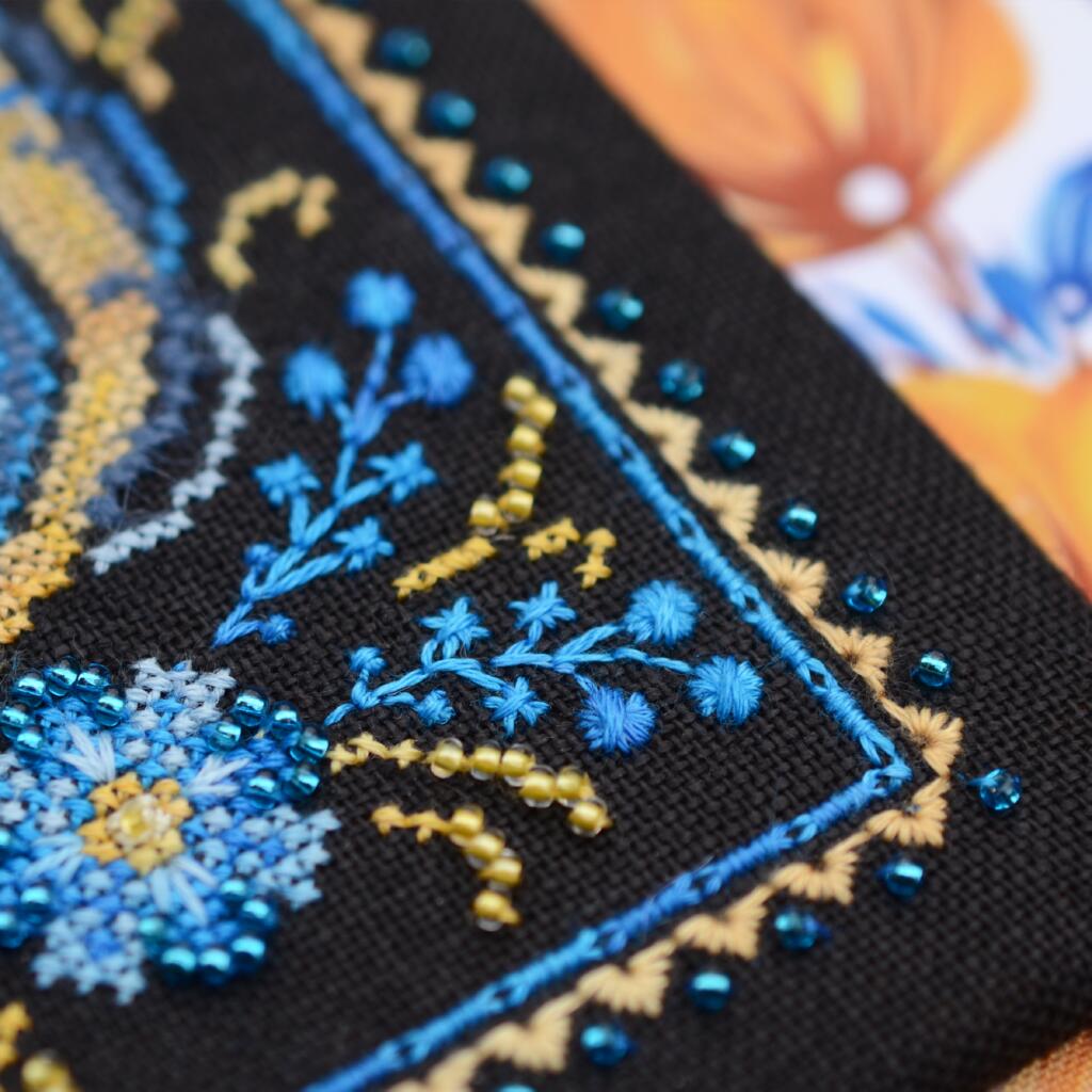 Набор для вышивания крестиком Х-052 "Петриковка. Воля (желто-голубая)" 11*11 см, TelaArtis 4