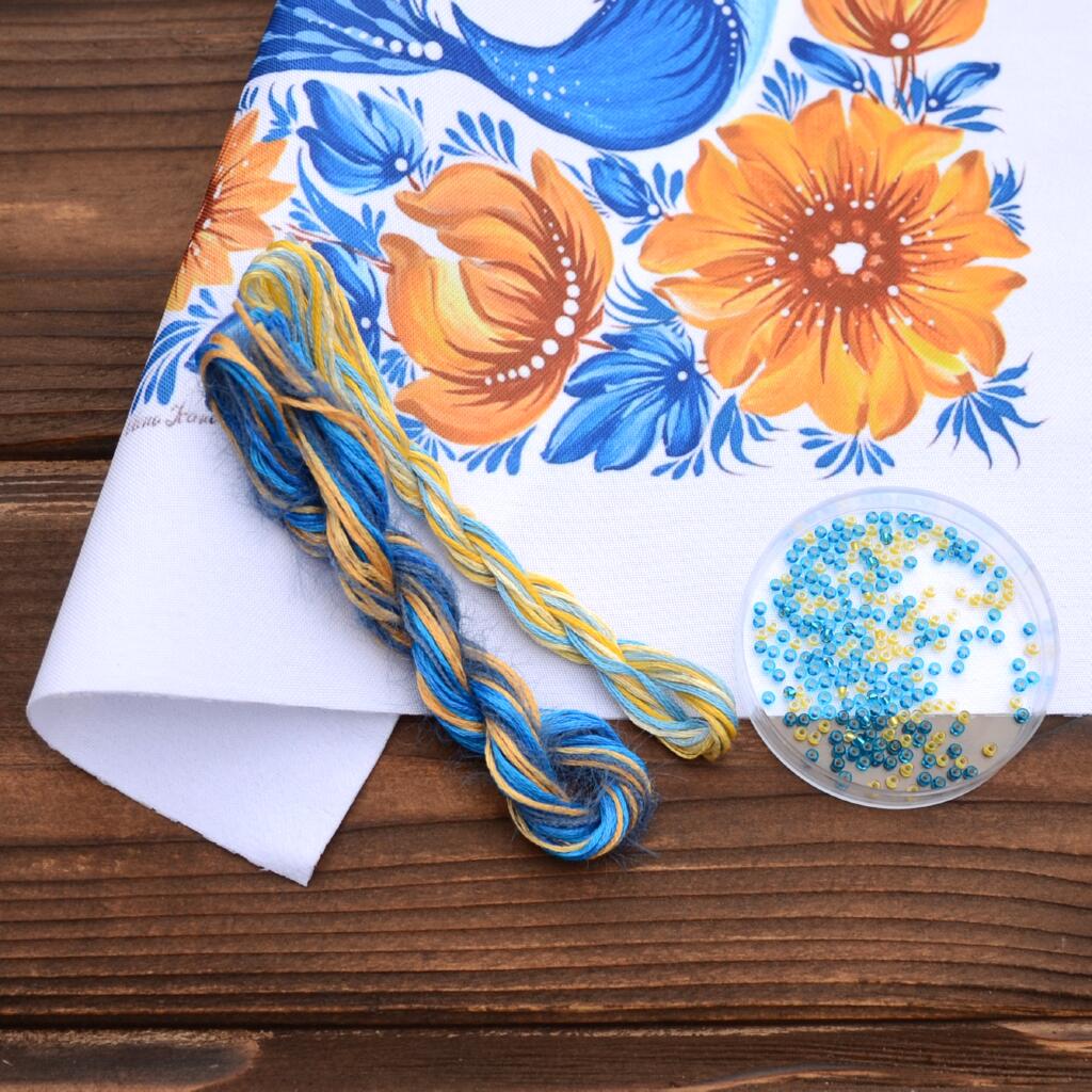 Набор для вышивания крестиком Х-052 "Петриковка. Воля (желто-голубая)" 11*11 см, TelaArtis 6