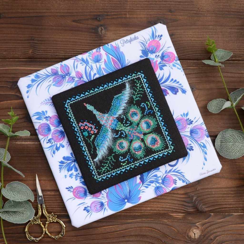 Набор для вышивания крестиком Х-054 "Петриковка. Долголетие (Павлин)" 11*11 см, TelaArtis