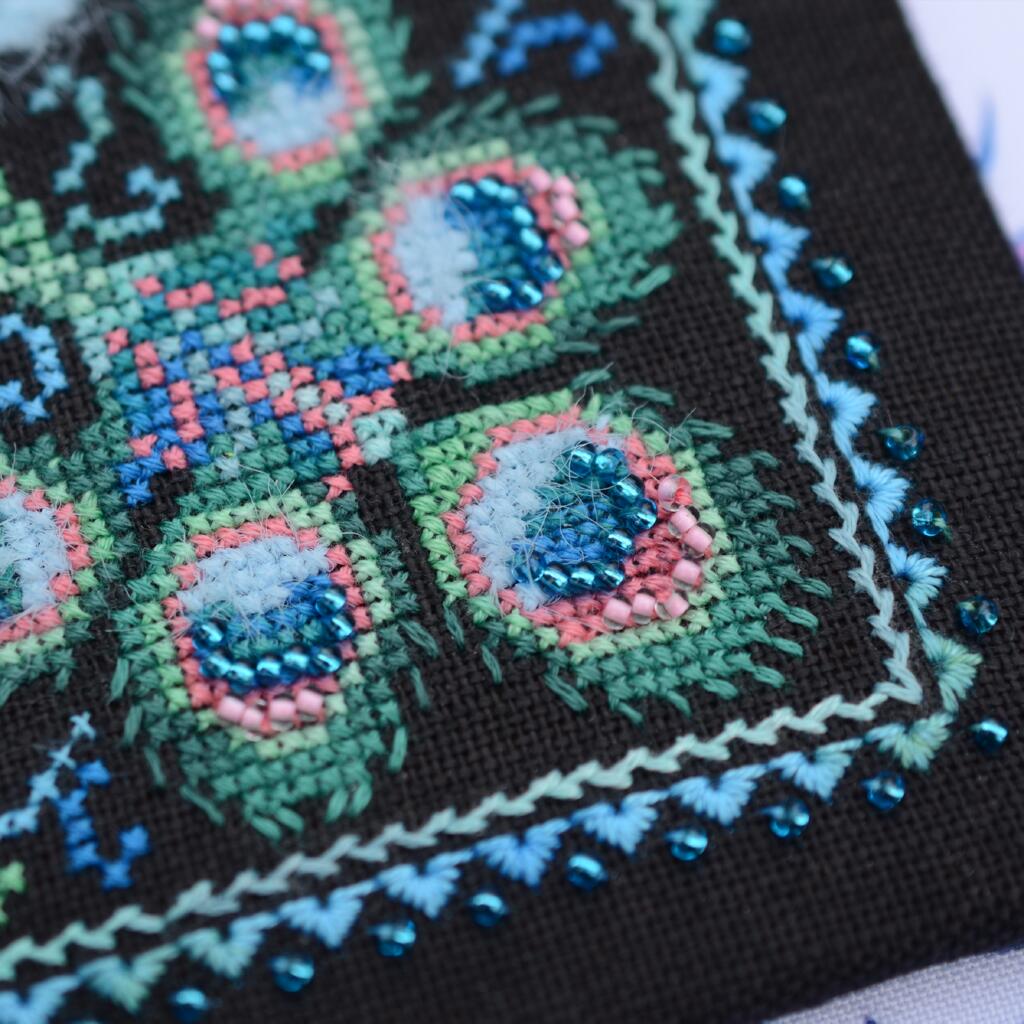 Набор для вышивания крестиком Х-054 "Петриковка. Долголетие (Павлин)" 11*11 см, TelaArtis 2