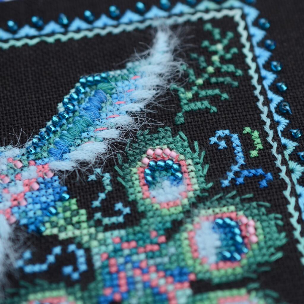 Набор для вышивания крестиком Х-054 "Петриковка. Долголетие (Павлин)" 11*11 см, TelaArtis 3