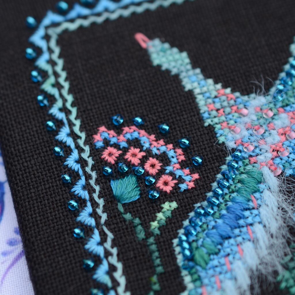 Набор для вышивания крестиком Х-054 "Петриковка. Долголетие (Павлин)" 11*11 см, TelaArtis 4