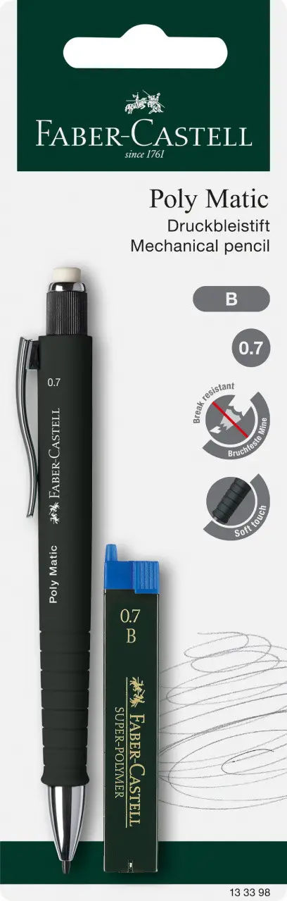 Набір механічних олівців Poly Matic 1333.. 0,7 мм+ грифель 120701 В 1 шт у блістері, 133398 Faber-Castell 3