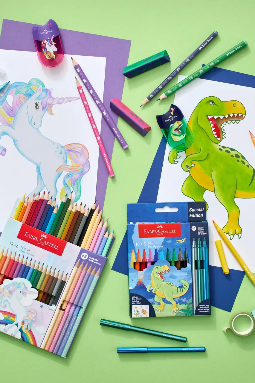 Набор чернографитных карандашей Dino Set + резинка + чинка, фиолетовый, 111519 Faber-Castell 4