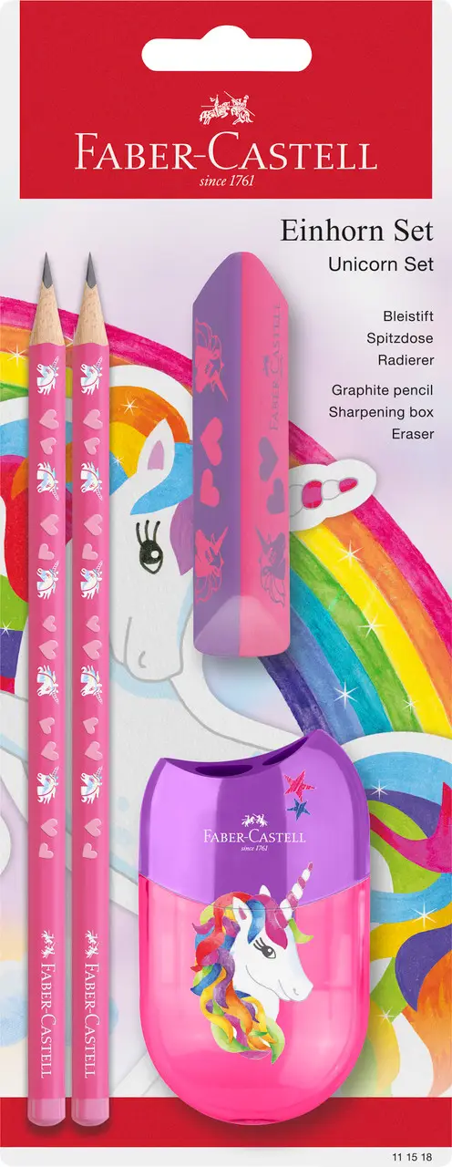 Набор чернографитных карандашей Unicorn Set + резинка + чинка, розовый, 111518 Faber-Castell 1