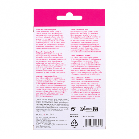 Набір акрилових фарб, ArtCreation, 8*12 мл, пластикова туба, Royal Talens 2