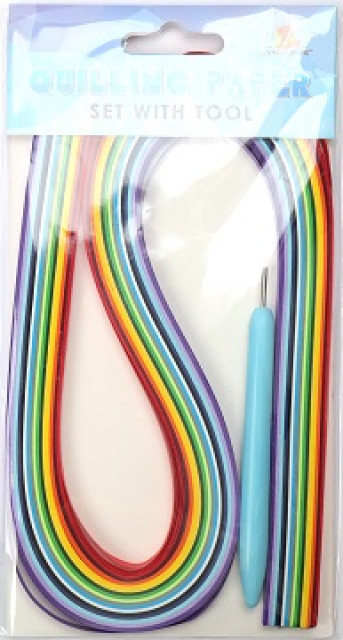 Набір паперу для квілінгу з Інструментом, 150аркушів 520x5мм, 15кольорів, щільність паперу 100г/м2