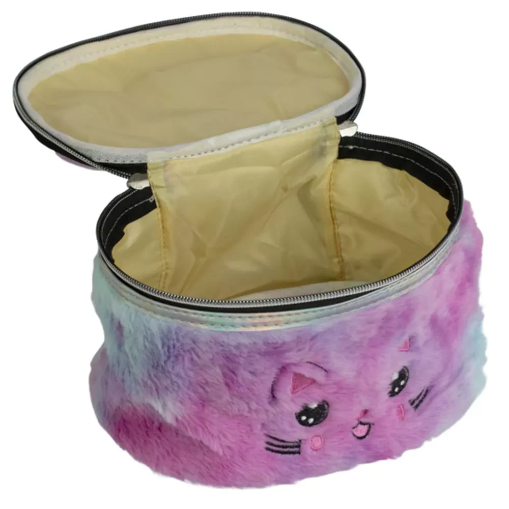 Косметичка з принтом "Киця", плюшева 20x13x12см, Lukky, T21408