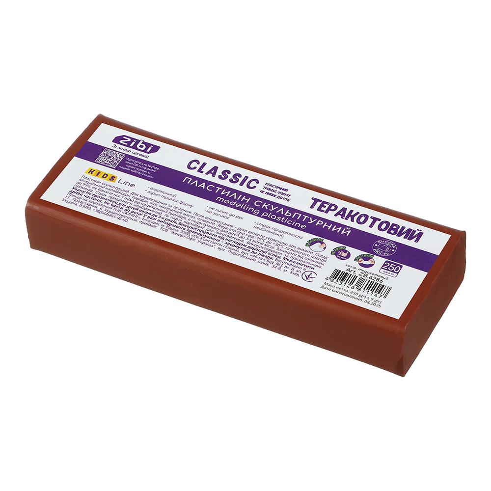 Пластилін скульптурний Classic теракотовий, 250г, KIDS Line