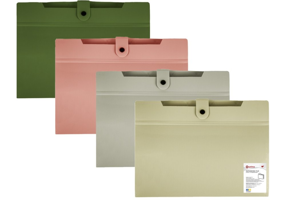 Папка з розширенням, А4, "СМУГА", асорті, OPTIMA, O35546