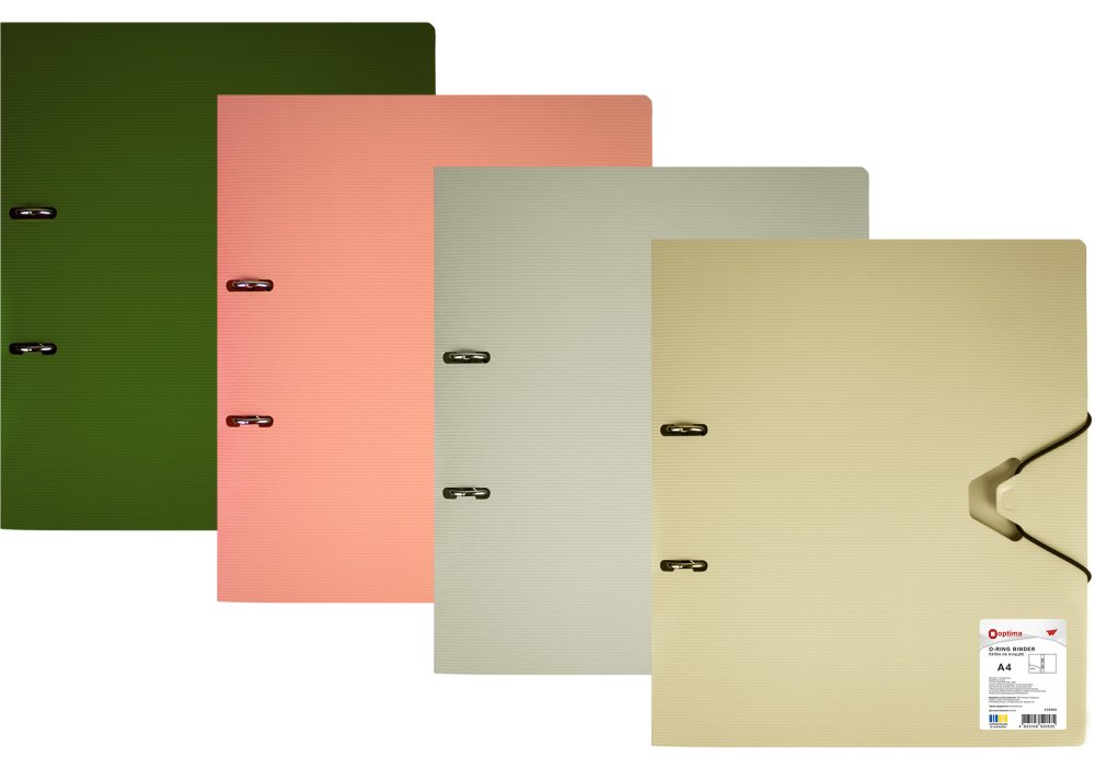 Папка-реєстратор на кільцях, А4, OPTIMA, "СМУГА", асорті, O35462