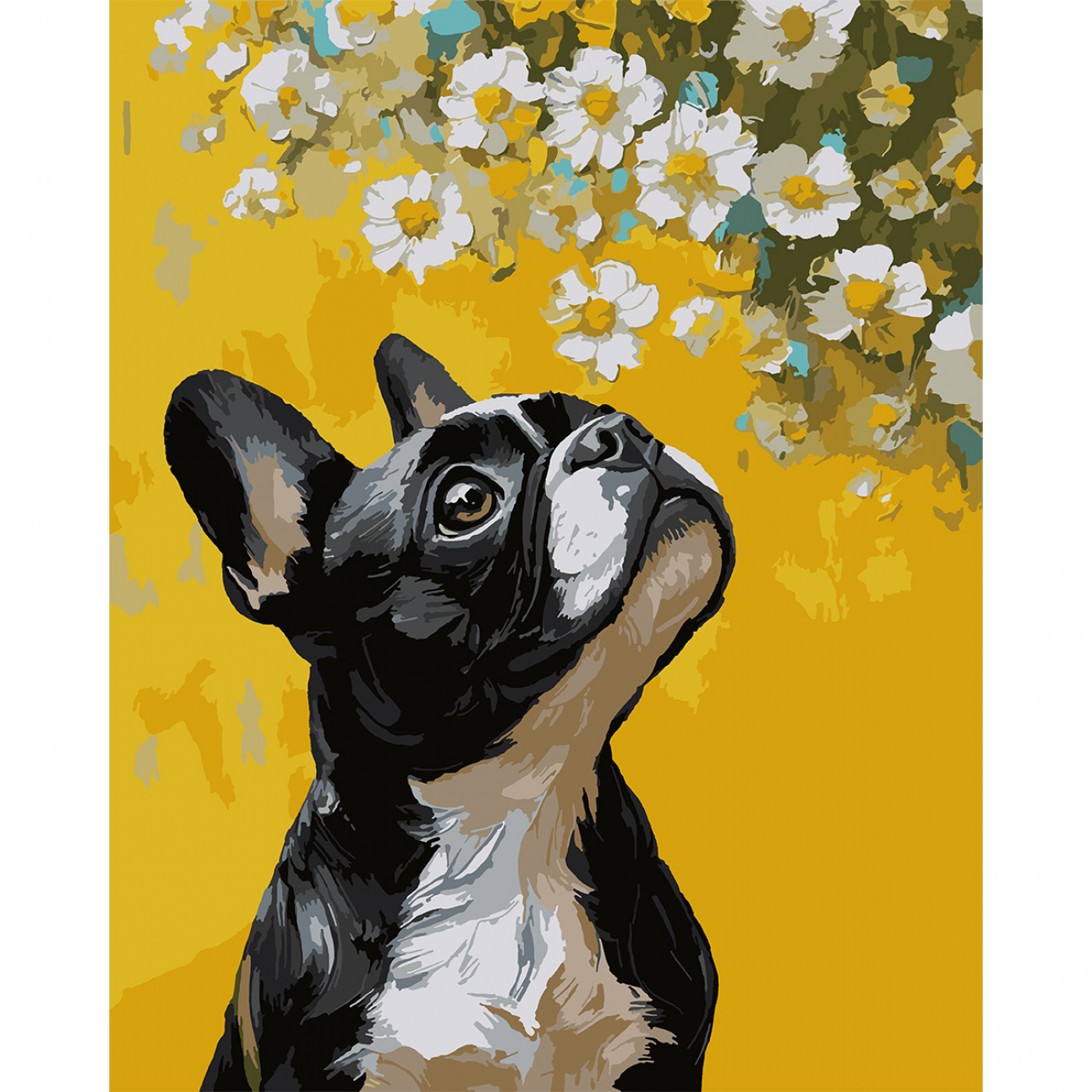 Картина за номерами SANTI "Бульдог і квіти" 40*50 см, 955746