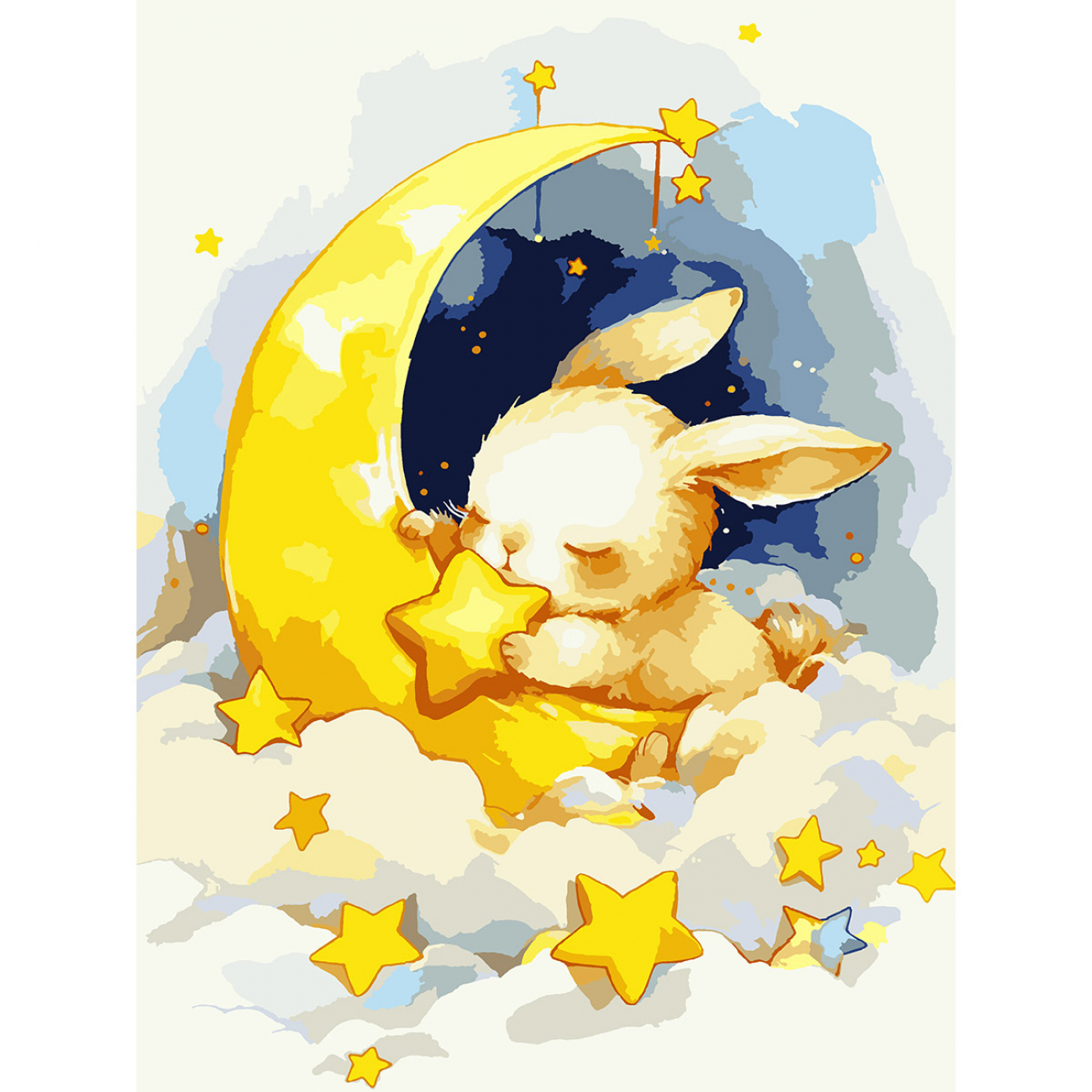 Картина по номерам SANTI "Зайчонок со звездочкой" 30*40 см, LED подсветка, 956443