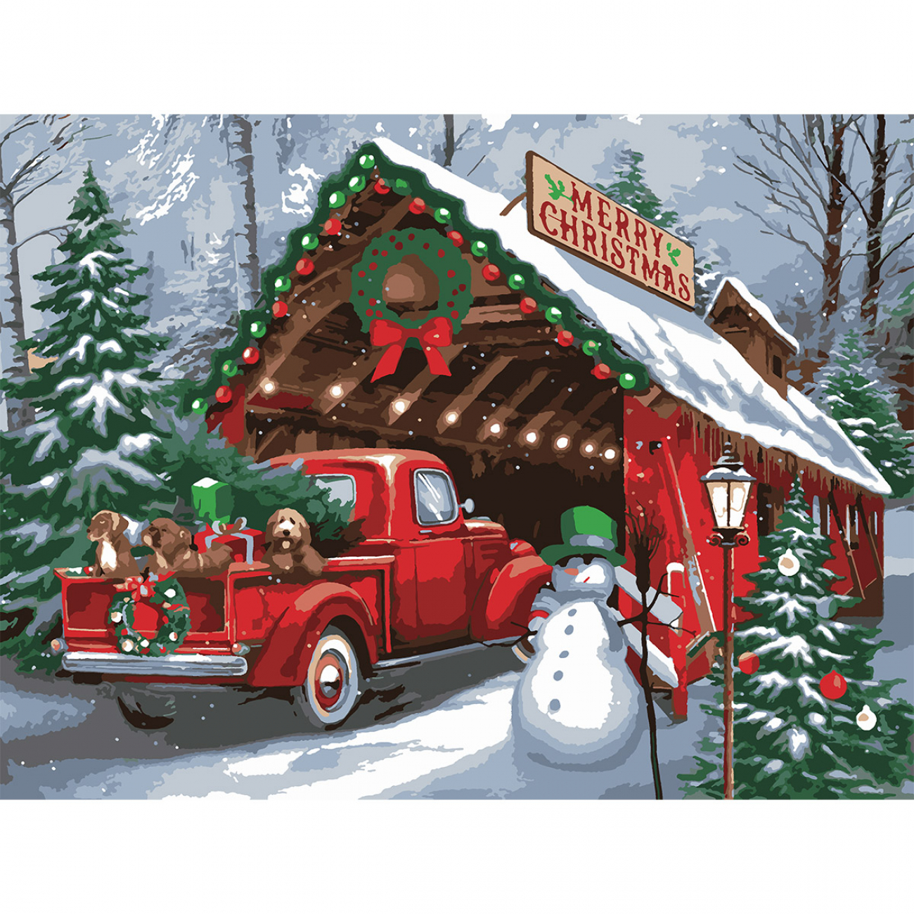 Картина по номерам SANTI "Рождественские праздники" 30*40 см, LED подсветка, 956444